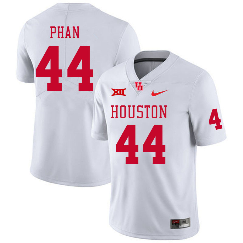 Men #44 Brandon Phan Houston Cougars College Football Jerseys Stitched Sale-White - Click Image to Close